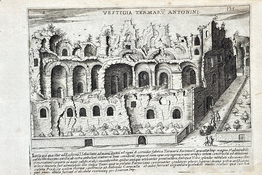 Giacomo Lauro (c. 1550–c. 1640) – Vestiges of the Baths of Caracalla – Engraving (1612)