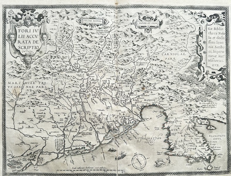 Abraham Ortelius (1527–1598) after Onofrio Furlanich (fl. 1570s) – Map of Italy - Friuli / FORI IVLII ACCVRATA DESCRIPTIO. O. FORCVLIANO AVCTORE. MDLXXI. - Engraved Map