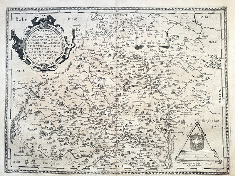 Abraham Ortelius (1527–1598) – Map of Czech Republic - Moravia / MORAVIA. QUAE OLIM MAP ROMANORUM SEDES – Copperplate Engraving (1570)