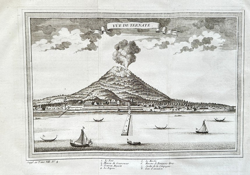 Antoine François Prévost (1697–1763) – View of Ternate - North Maluku Province / Indonesia  – Engraving (c. 1750)