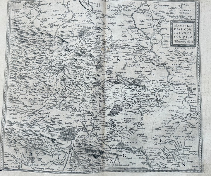 Abraham Ortelius (1527–1598) – Map of Germany - Mansfeldiae, Comitatus Descriptio / Description of the County - Engraving