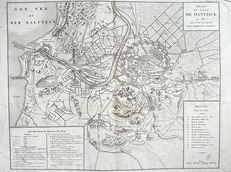 Ambroise Tardieu (1788–1841) – Map of Poland - Plan of the Siege of Danzig – Engraving (1807)