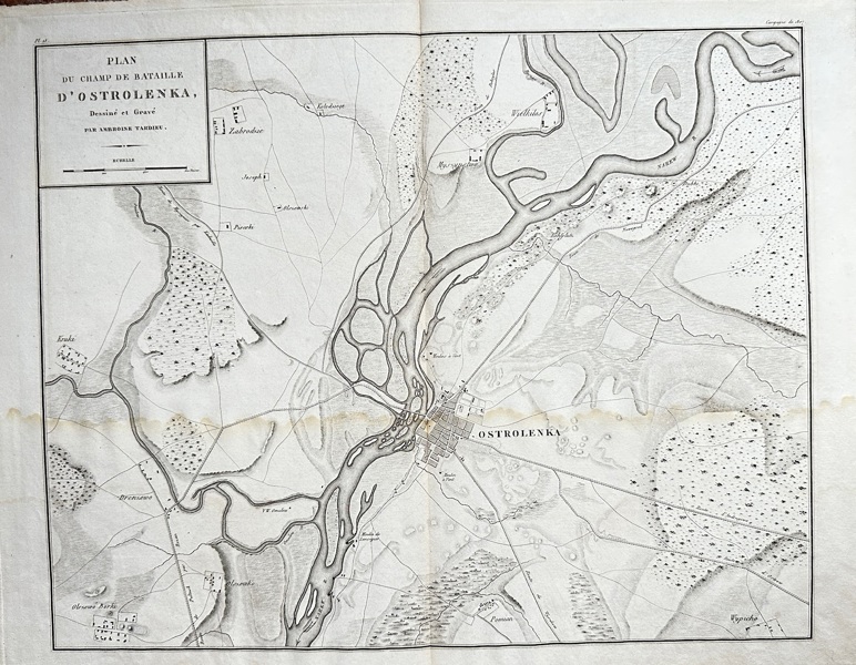 Ambroise Tardieu (1788–1841) – Map of Poland - Plan of the Battlefield of Ostrołęka – Engraving