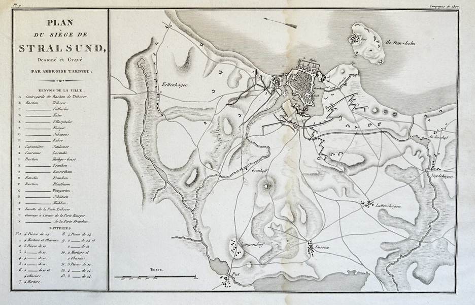 Ambroise Tardieu (1788–1841) – Map of Germany - Plan of the Siege of Stralsund  – Engraving (Circa 1810)