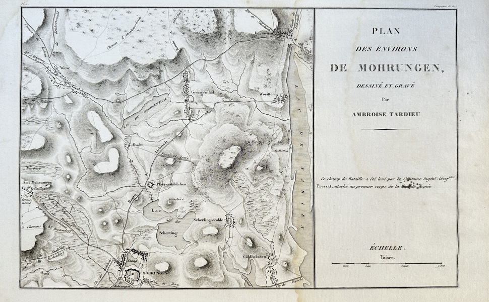 Ambroise Tardieu (1788–1841) – Map of Poland - Plan of the Environs of Mohrungen – Engraving (Circa 1807)