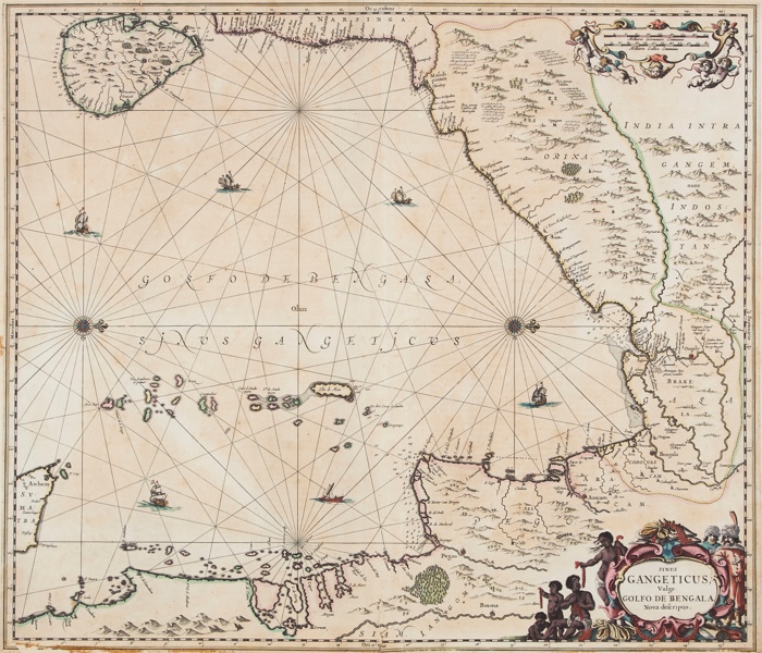 Pieter Schenk - Map of India and The Bay Of Bengal - Sri Lanka Malaysia Thailand - Sinus Gangeticus Vulgo Golfo De Bengala Nova Descriptio