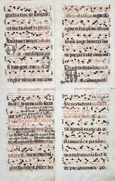 Latin antiphonary on paper with initials in red and black - Italy - 1600s