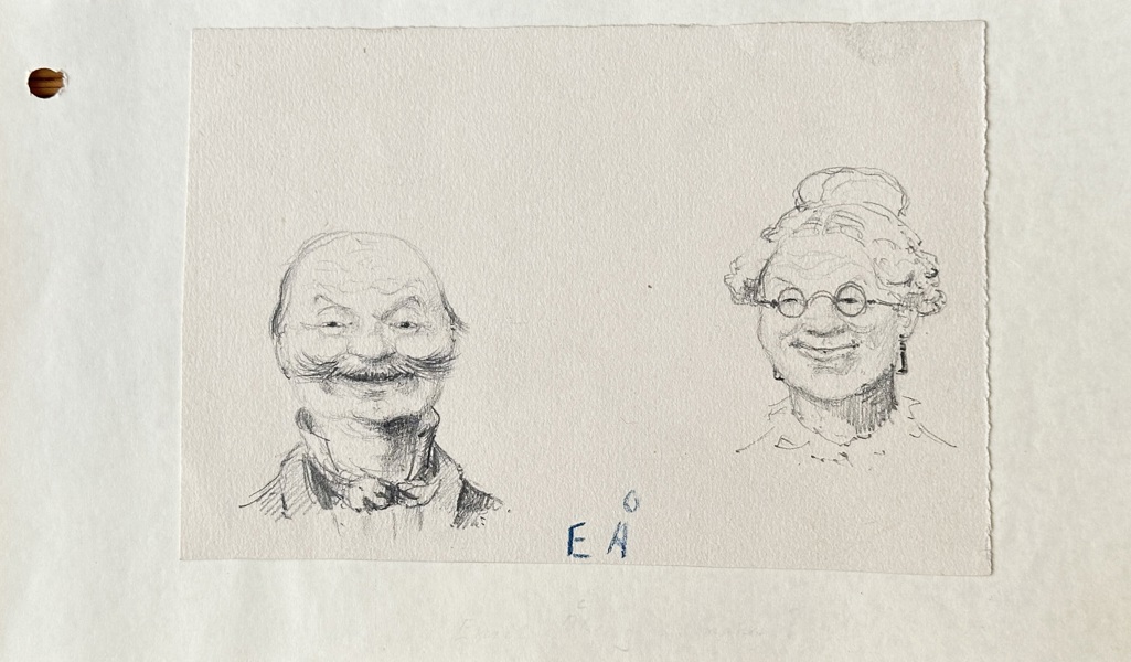 Unknown Artist – Untitled (Portraits of a Man and Woman) – Pencil on paper (Circa 1910)