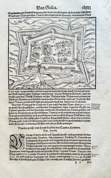 Sebastian Münster (1488–1552) – A City Under Siege in France – Woodcut (Circa 1550)
