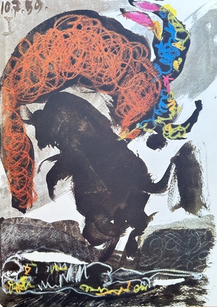 Pablo Picasso (1881–1973) – Bull and Toreador from the series 'Toros y Toreros' – Lithograph (1961)
