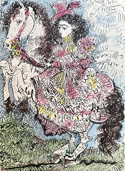 Pablo Picasso (1881–1973) – Untitled (Portrait of Jacqueline on a Horse) – Lithograph (1959)
