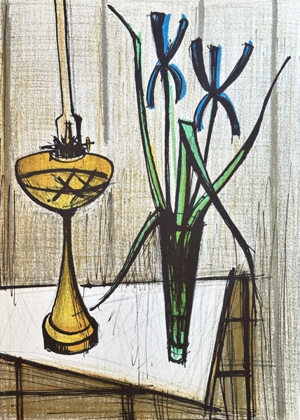 Bernard Buffet (1928–1999) – Still Life of Iris – Lithograph (Circa 1955)