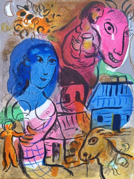 Marc Chagall (1887–1985) – Intimacy – Colour lithograph (1969)