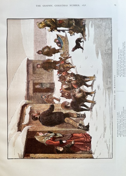 The Graphic (1869–1932) – Christmas in Manitoba – Hand-coloured wood engraving (1878)