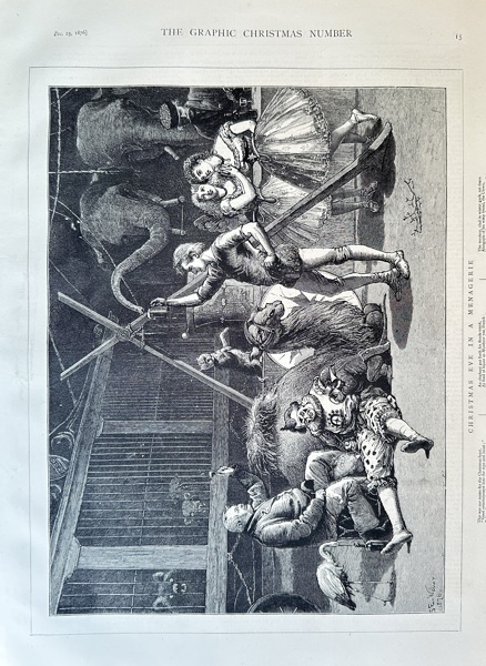 The Graphic (1869–1932) – Christmas Eve in a Menagerie – Wood engraving (1878)
