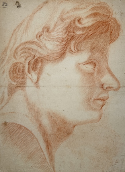 19th Century Old Master Drawing - Portrait of a Man - Sanguine on paper