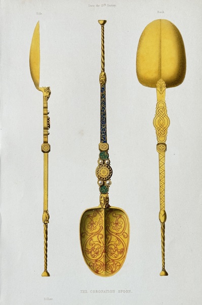 Henry Shaw (1800-1873) – The Coronation Spoon – Hand-coloured Engraving (1843)