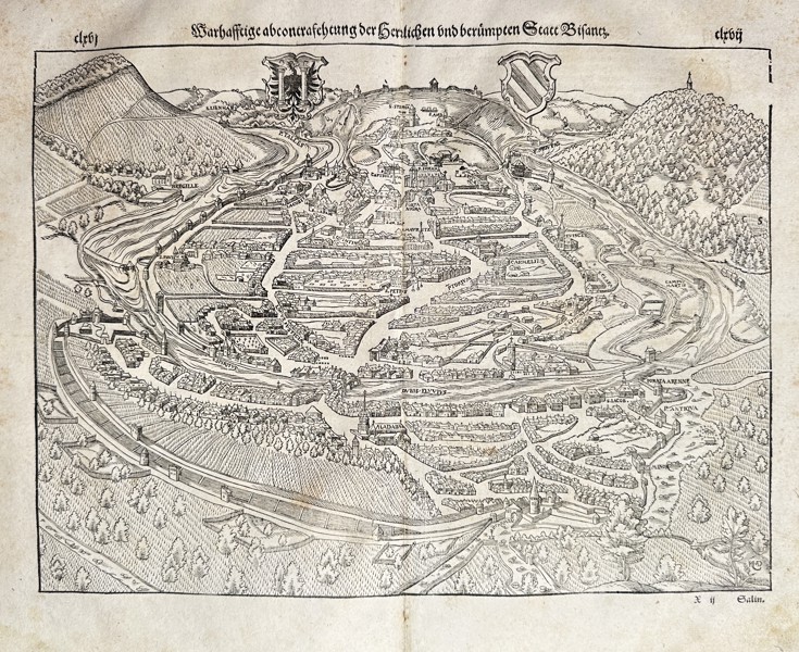 Sebastian Münster (1488–1552) – True Representation of the Glorious and Famous City of Heidelberg – Woodcut (Circa 1570)