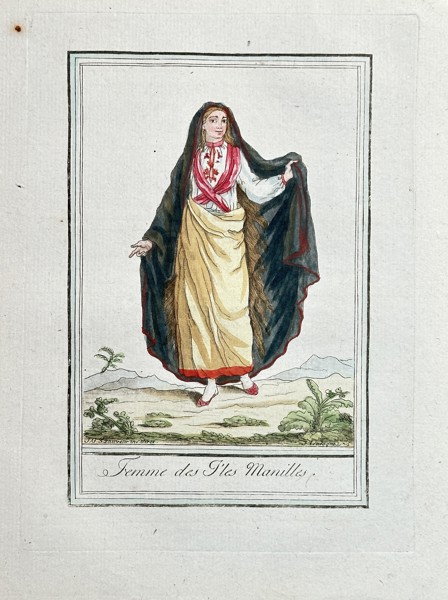 Jacques Grasset de Saint-Sauveur (1757–1810) – Woman of the Manila Islands (Femme des Isles Manilles) – Hand-coloured Engraving (Circa 1797)

