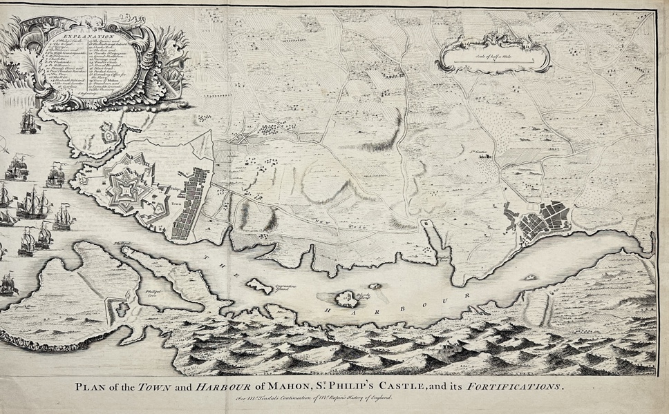 Paul de Rapin de Thoyras / Nicholas Tindal - Plan of the Town and Harbour of Mahon, St. Philip's Castle, and its Fortfications