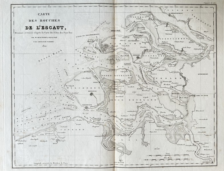 Ambroise Tardieu (1788–1841) – Map of the Mouths of the Scheldt (Netherlands) – Engraving (1822)