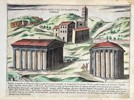 Giacomo Lauro (ca. 1583–1650) – Ruins of the Temples of Hercules and Fortuna Virilis – Hand-coloured Copperplate Engraving (Circa 1630)