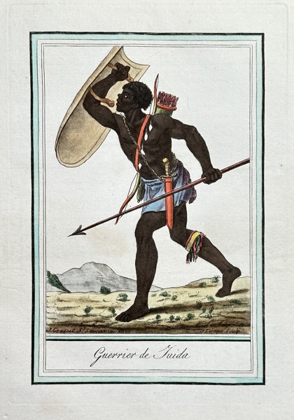 Jacques Grasset de Saint-Sauveur (1757–1810) – Warrior of Juida (Whydah) (Guerrier de Juida) – Hand-coloured Engraving (Circa 1796)