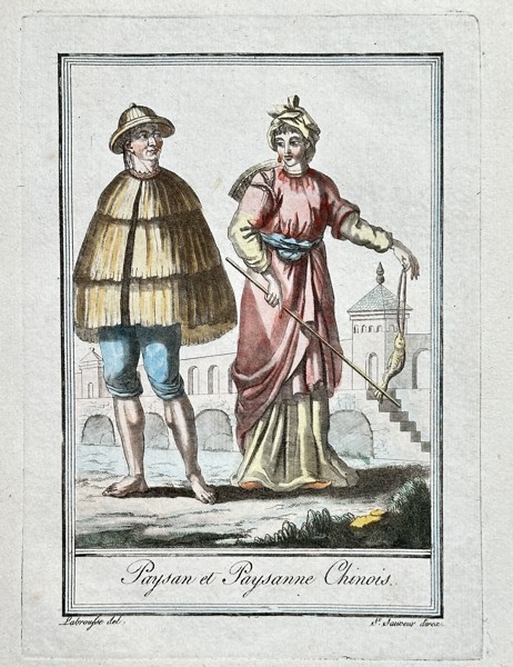 Jacques Grasset de Saint-Sauveur (1757–1810) – Chinese Peasant and Peasant Woman (Paysan et Paysanne Chinois) – Hand-coloured Engraving (Circa 1796)