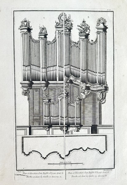 Étienne Charpentier (1704–1793) – Plan and Elevation of an Organ Case – Engraving (Circa 1760)