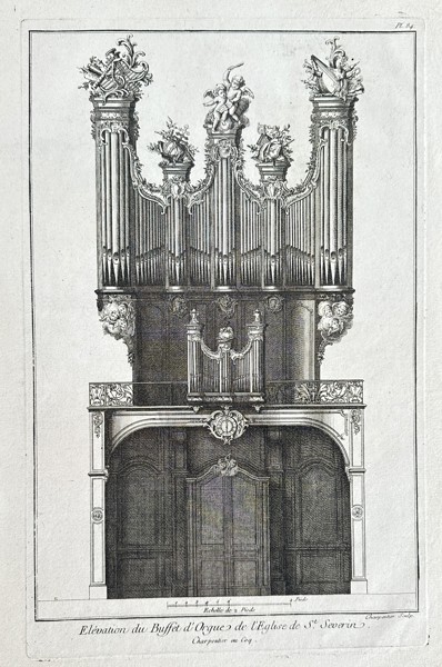 Étienne Charpentier (1704–1793) – Elevation of the Organ Case of the Church of St. Séverin, Paris – Engraving (Circa 1760)