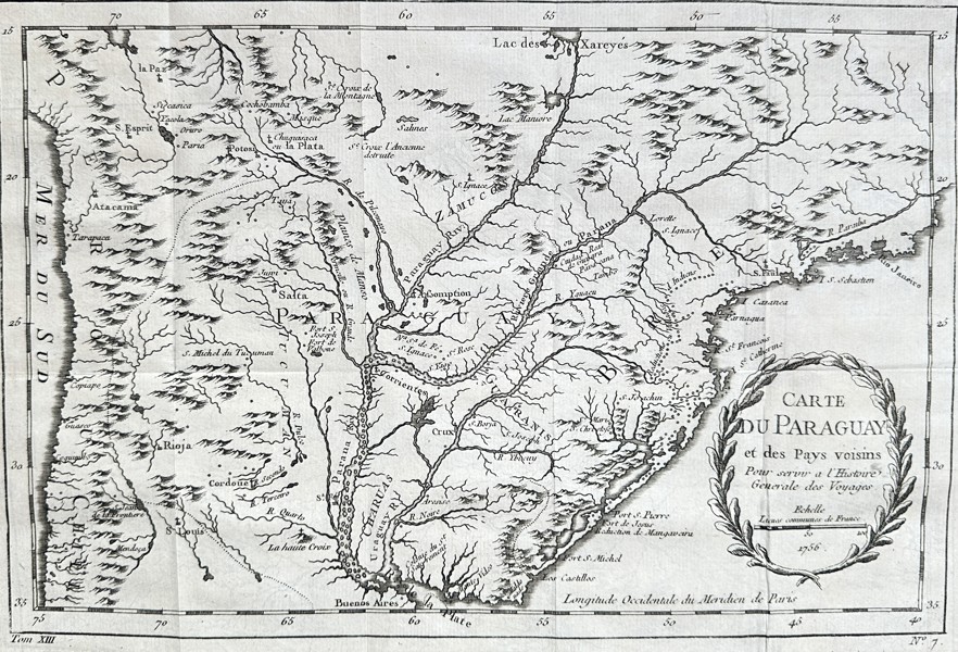 Jean-Baptiste Bourguignon d'Anville (1697–1782) – Map of Paraguay and Neighboring Countries – Copper Engraving (Circa 1756)