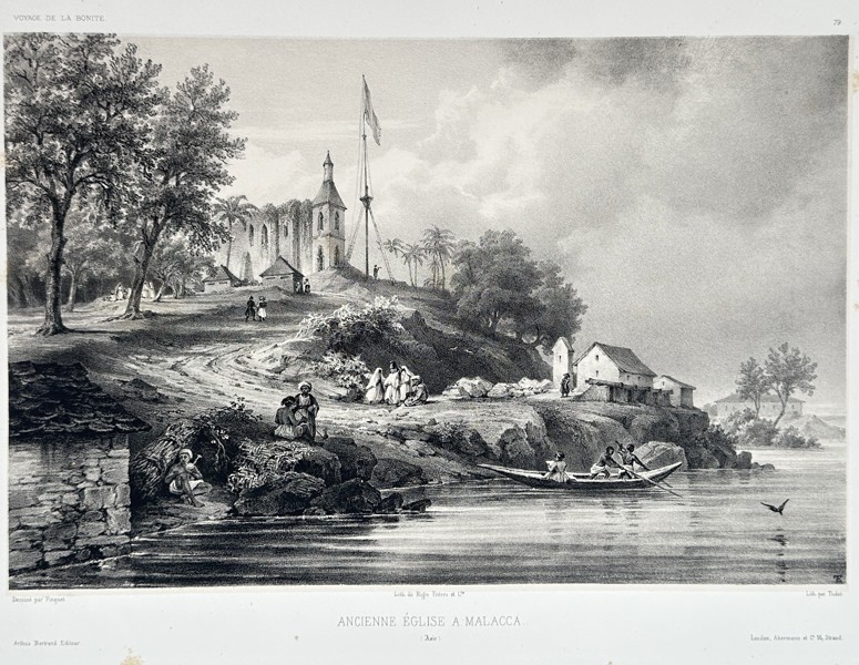 Arthus Bertrand (fl. 1840s) – Old Church in Malacca – Lithograph (Circa 1845)