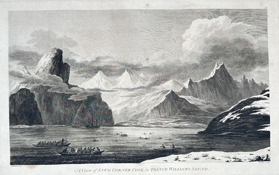 John Webber (1751–1793) – A View of Snug Corner Cove, in Prince William's Sound – Engraving - Large Folio (1784)