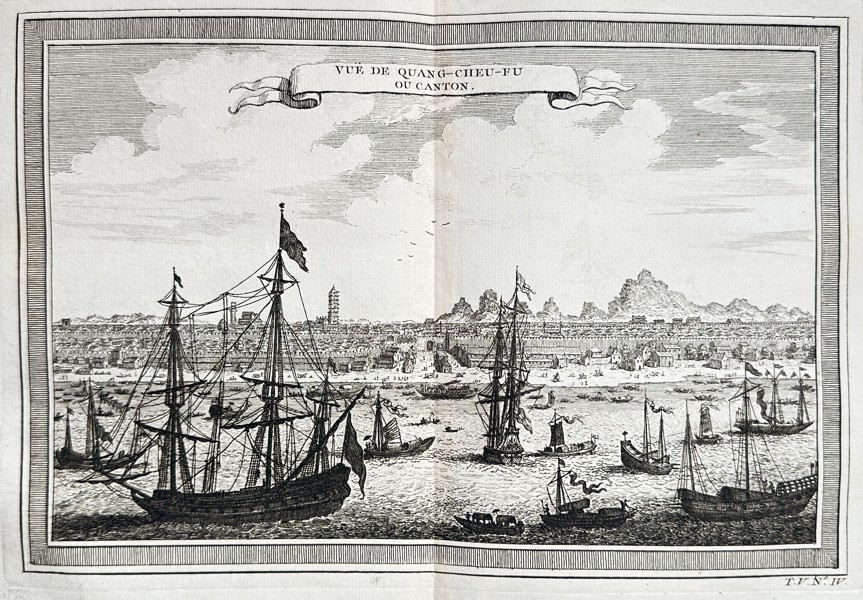 Jacques-Nicolas Bellin (1703–1772) – View of Quang-Cheu-Fu or Canton – Engraving (Circa 1748)
