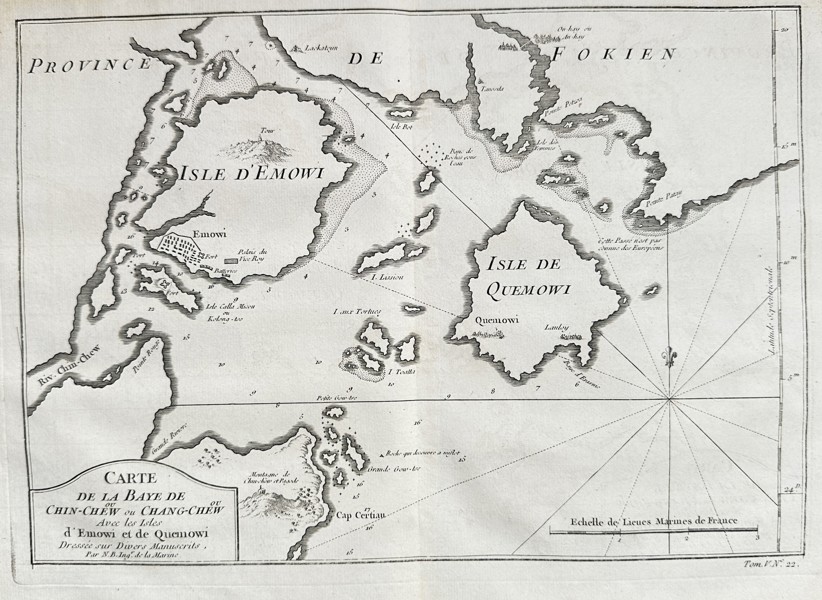 Jacques-Nicolas Bellin (1703–1772) – Map of Chin-Chew or Chang-Chew Bay with the Islands of Xiamen and Kinmen – Copper Engraving (Circa 1749)