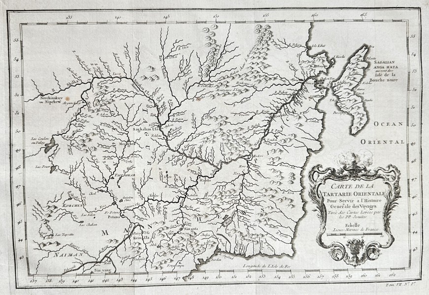 Jacques-Nicolas Bellin (1703–1772) – Map of Eastern Tartary, Drawn from the Jesuit Maps – Copper Engraving (Circa 1750)
