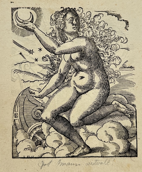 Jost Amman (1539-1591) - Allegorical Woodcut - Moon Goddess - Diana as the Moon - Roman Mythology - 1578