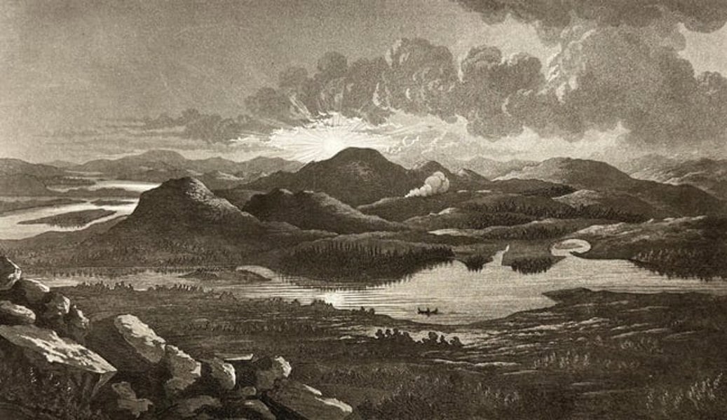 Anders Fredrik Skjöldebrand – Northern View of Avasaxa at Midnight Sun - Aquatint on wove paper