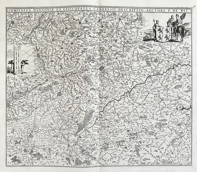 Ferdinand de Wit – Map of Belgium and France - the County of Hainaut and the Bishopric of Cambrai - Copperplate engraving