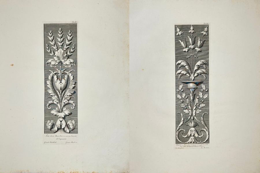 Giocondo Albertolli (1742–1839) – Set of 2: Ornamental Floral Motif and Ornamental Floral Design – Engraving (1770)
