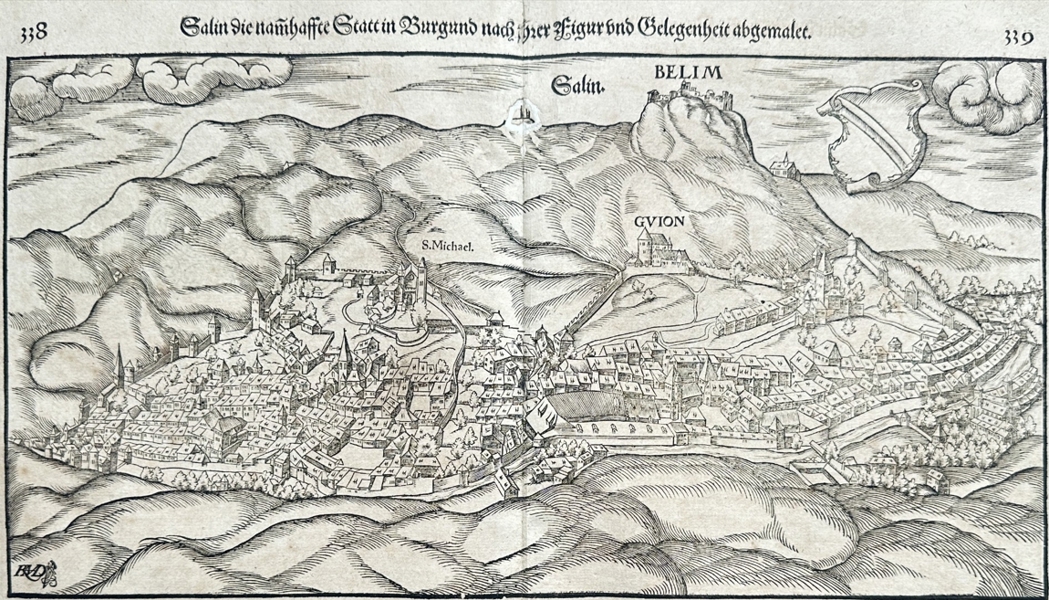 Sebastian Münster (1488–1552) – Map of Austria - Salzburg /City in Burgundy – Woodcut
