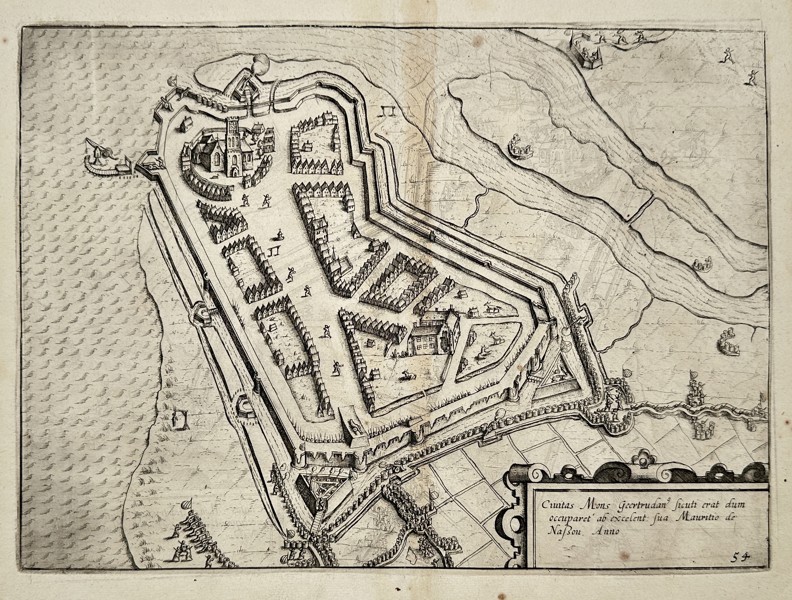 Ludovico Guicciardini (1521–1589) – Map of Belgium - Plan of Ostend / Civitas Mirae Pulchritudinis – Engraving (Circa 1625–1648)