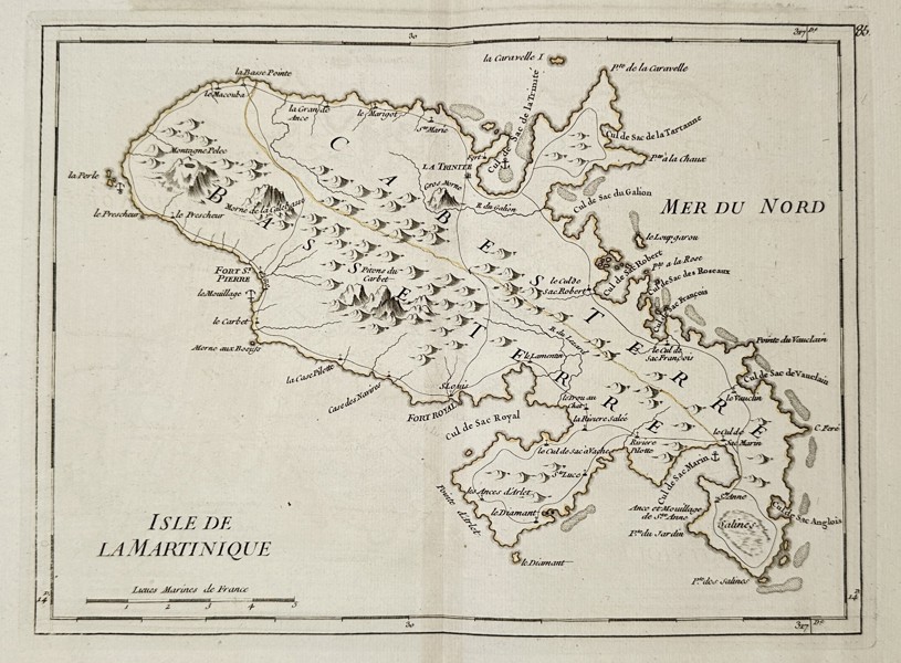Georges-Louis Le Rouge (c. 1712–c. 1790) – Map of France - the Island of Martinique / Isle de la Martinique – Engraving (Circa 1748–1756)