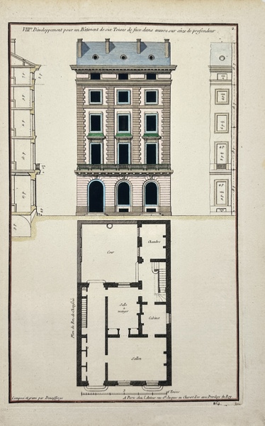 Jean-Francois de Neufforge - Hand-Coloured Architectural Print