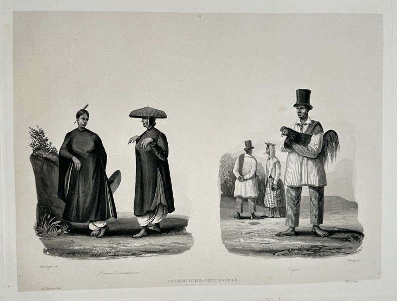 Louis Auguste de Sainson (1801–1887) – Cochinchina - Philippines: Cochinchinese Women and Tagalog Man – Lithograph (Circa 1833)