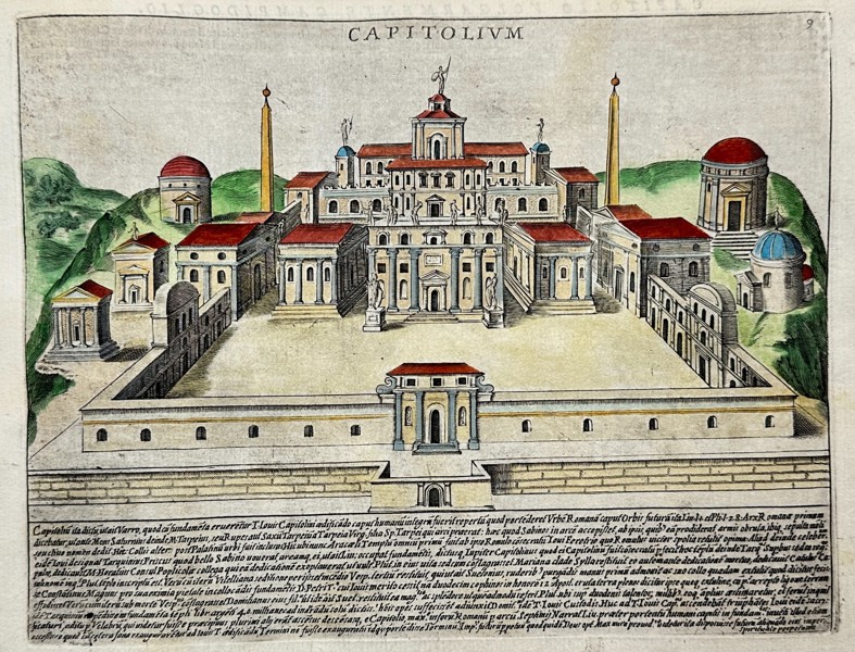 Giacomo Lauro (1561–1645) - Hand-coloured woodcut - Rome - Capitolium - The Capitoline