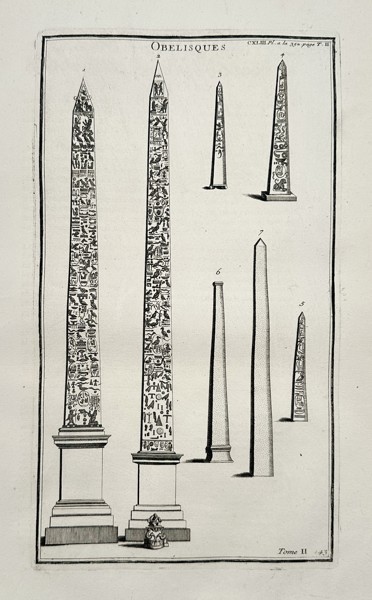 Bernard de Montfaucon (1655–1741) – Obelisques (Obelisks) – Engraving (c. 1719)