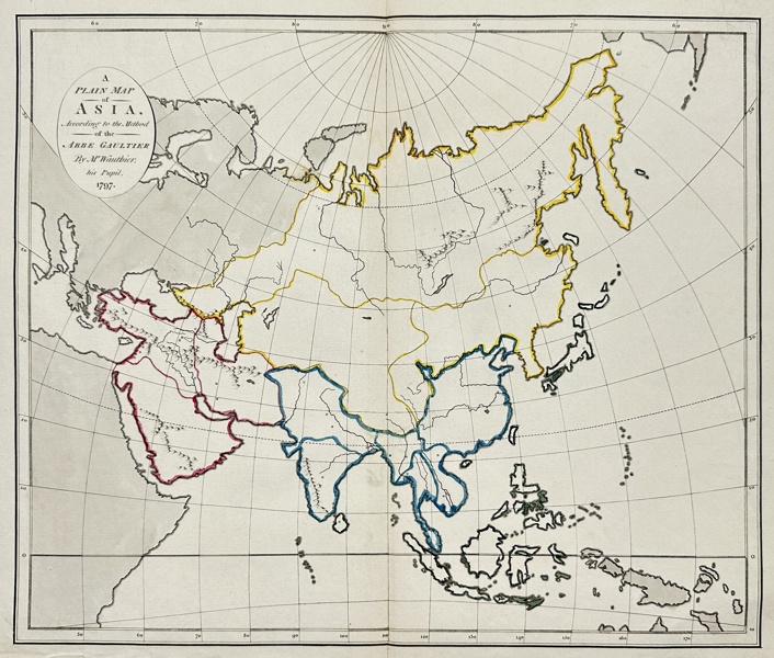 Samuel Bentley / Richard Bentley - A plain map of Asia, according to the method of the Abbe Gaultie