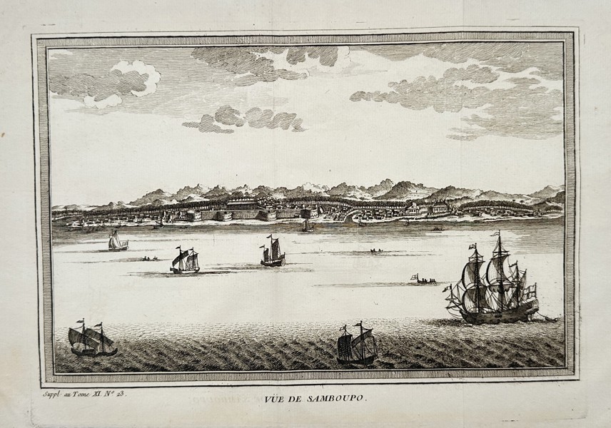 Antoine François Prévost d'Exiles (Abbé Prévost) (1697–1763) – View of Samboupo (Southeast Asia) – Engraving (c. 1770)