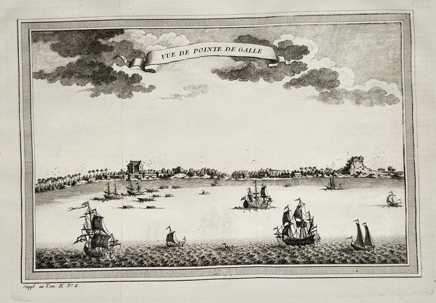 Antoine François Prévost d'Exiles (Abbé Prévost) (1697–1763) – View of Galle Point (Sri Lanka) – Engraving (c. 1760)